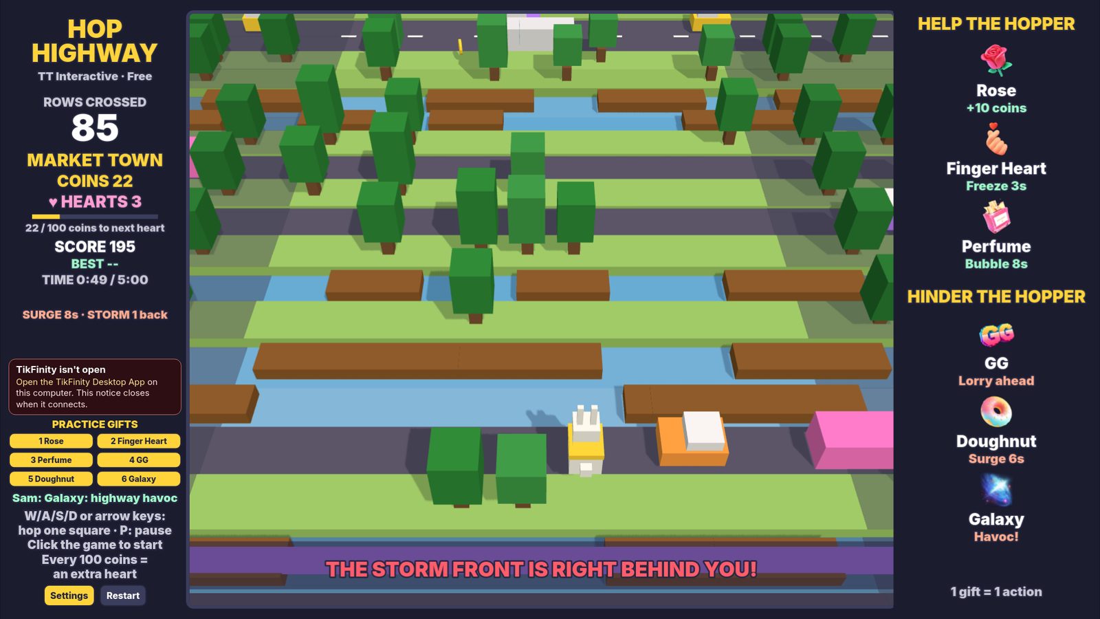 Hop Highway: the dark Storm Front right behind the hopper