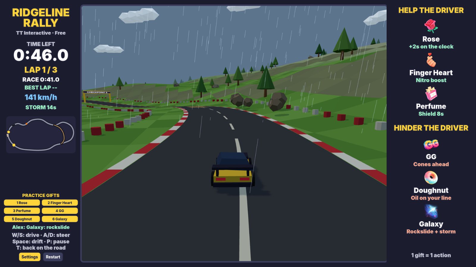 Ridgeline Rally: a Galaxy gift rolls boulders onto the road and starts a rain storm