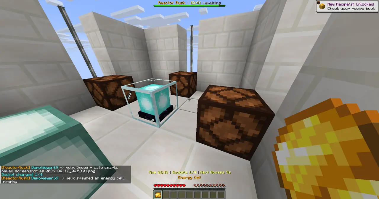 Reactor Rush gameplay screenshot showing 5+ coins