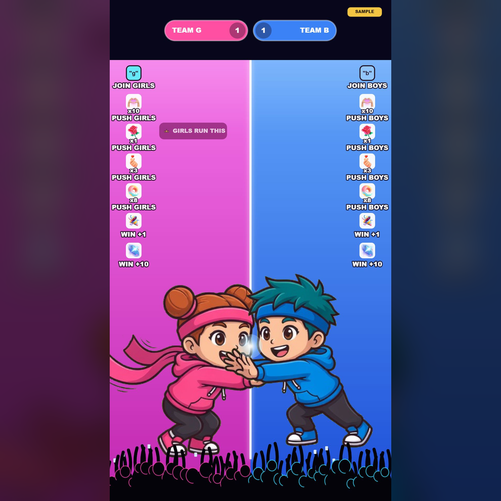 Boys vs Girls screenshot showing arena action