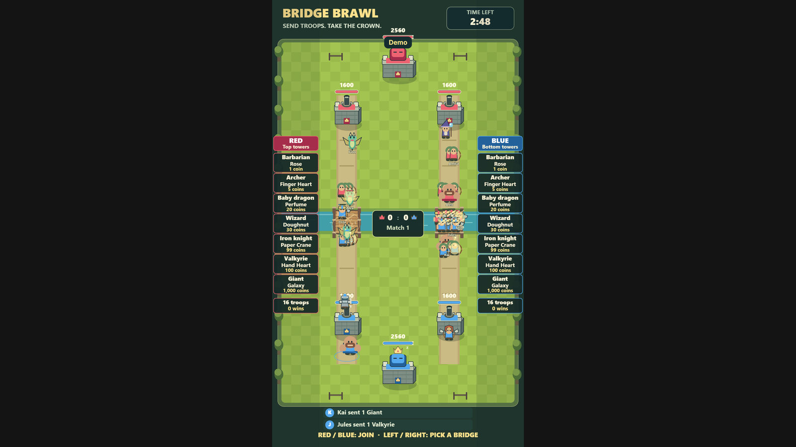 Bridge Brawl hero screenshot showing active battle
