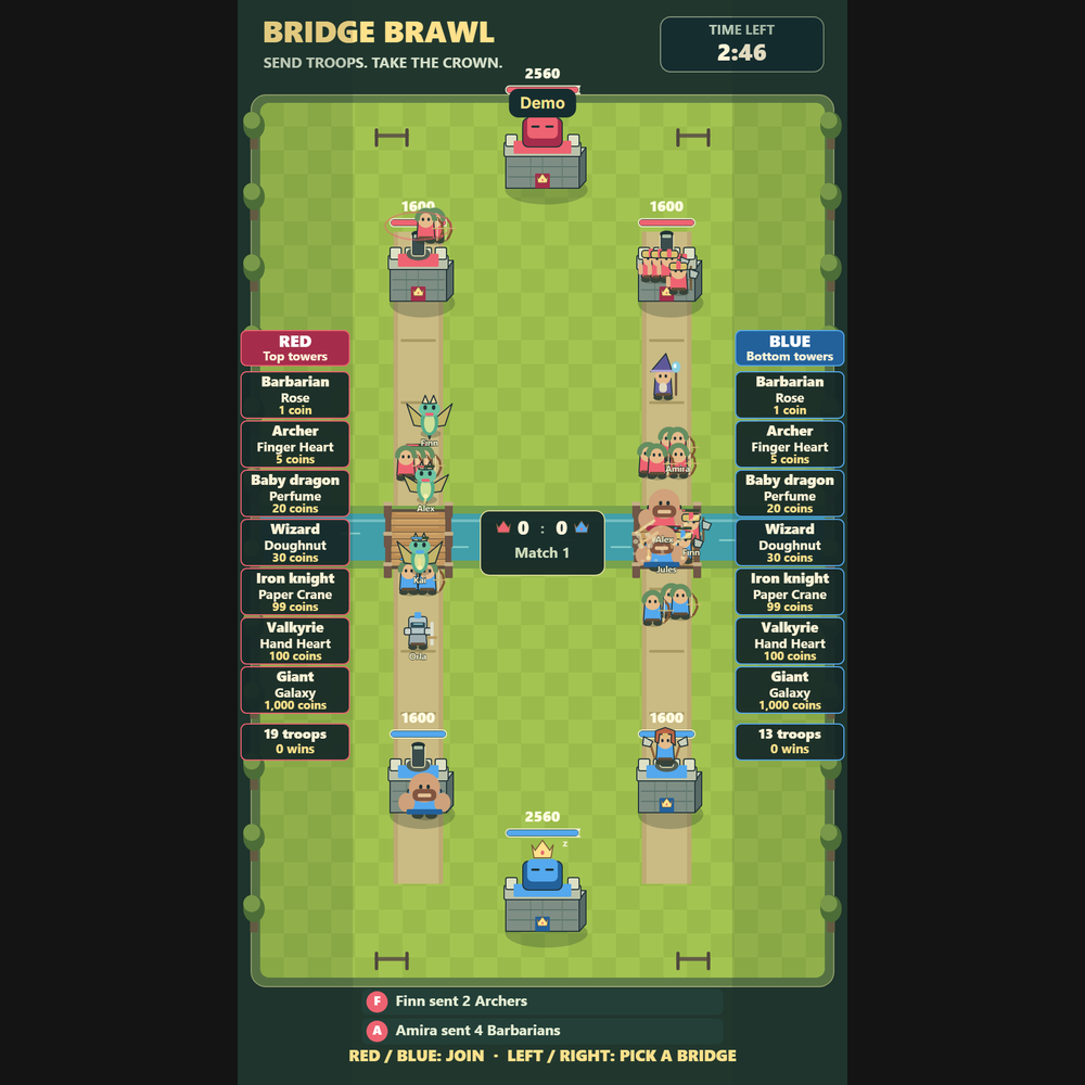 Bridge Brawl screenshot showing gift action