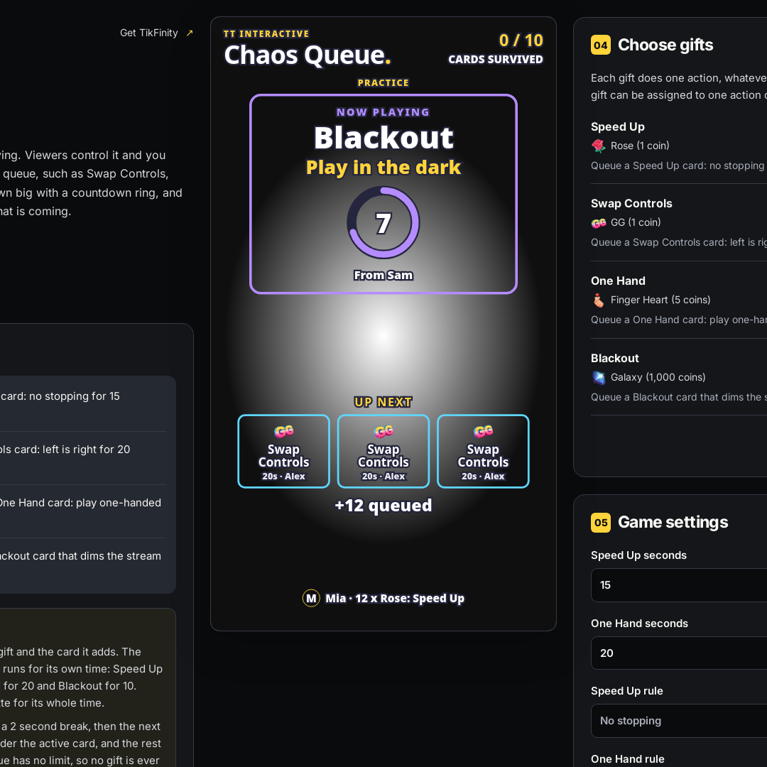 Chaos Queue screenshot showing chaos queue blackout