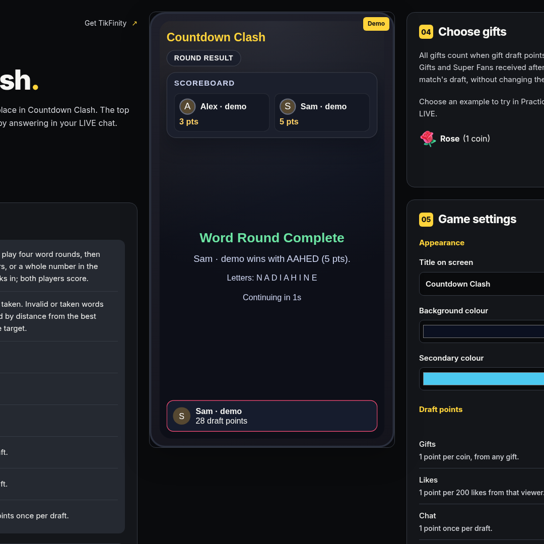 Countdown Clash screenshot showing word round