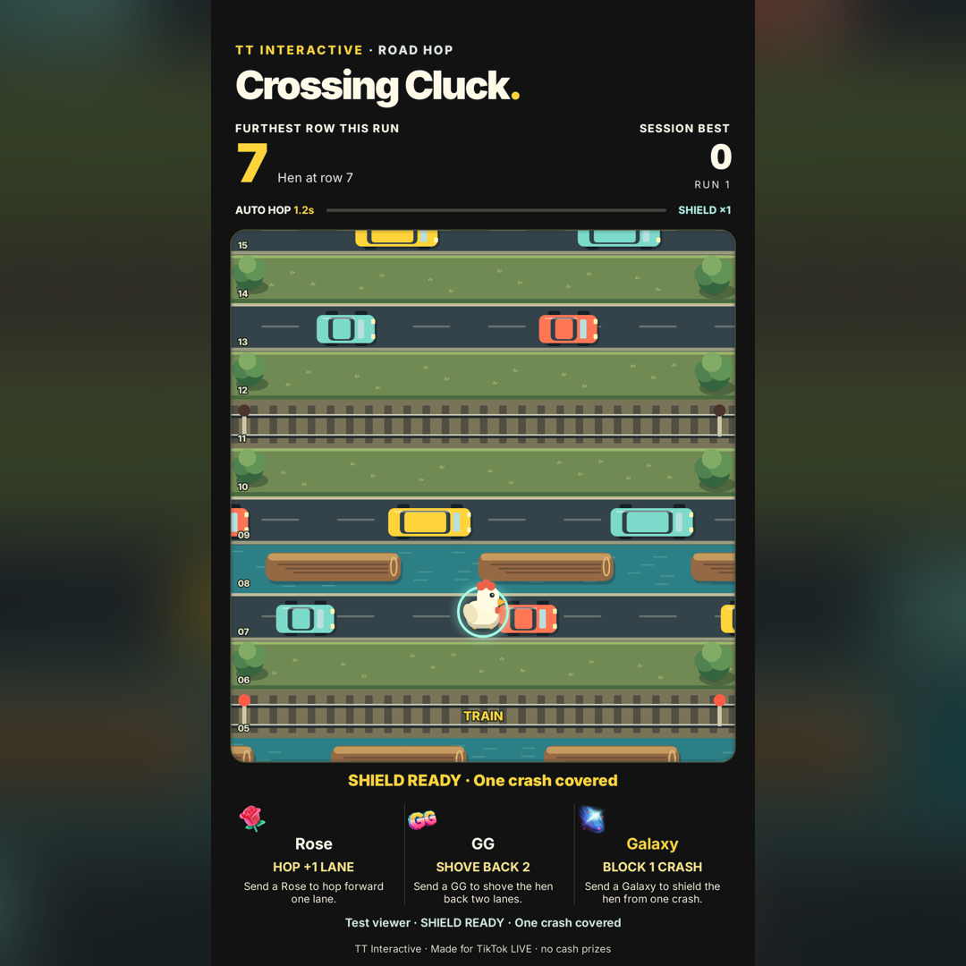 Crossing Cluck screenshot showing crossing cluck play