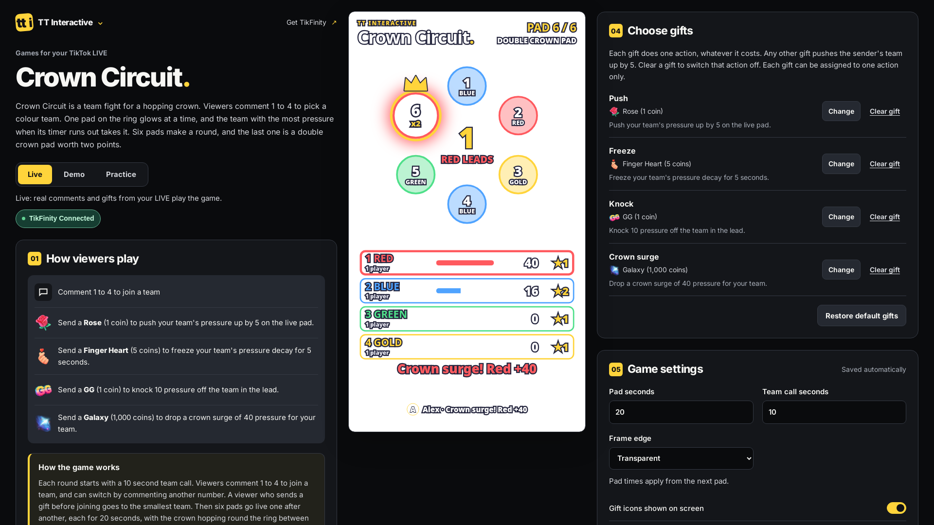 Crown Circuit hero screenshot showing crown circuit final pad steal