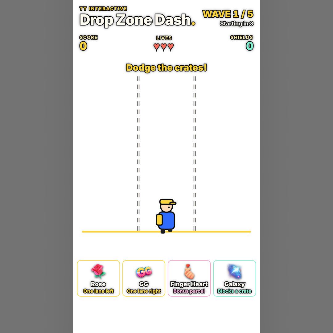 Drop Zone Dash screenshot showing drop zone dash gifts