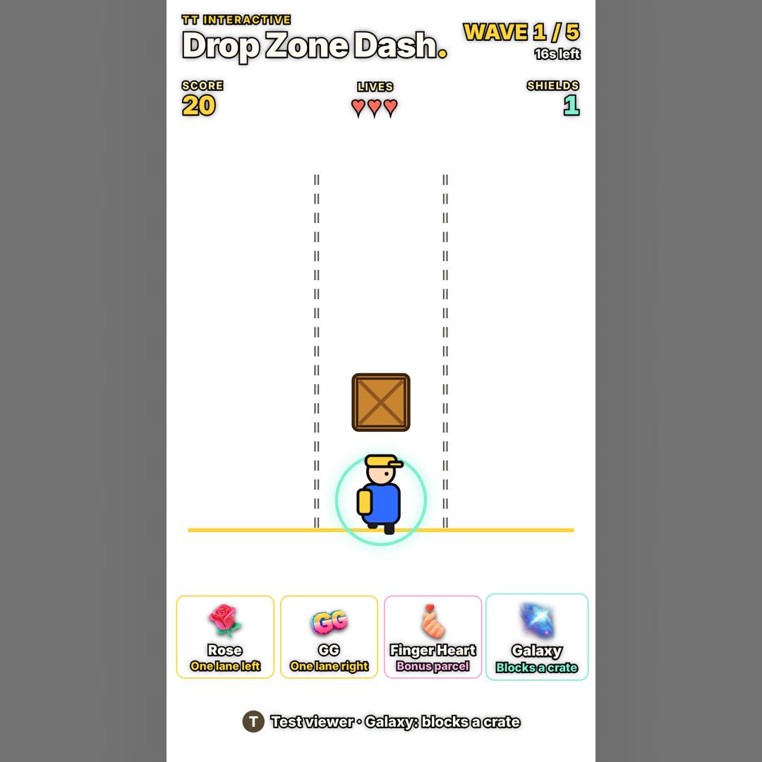 Drop Zone Dash screenshot showing drop zone dash play