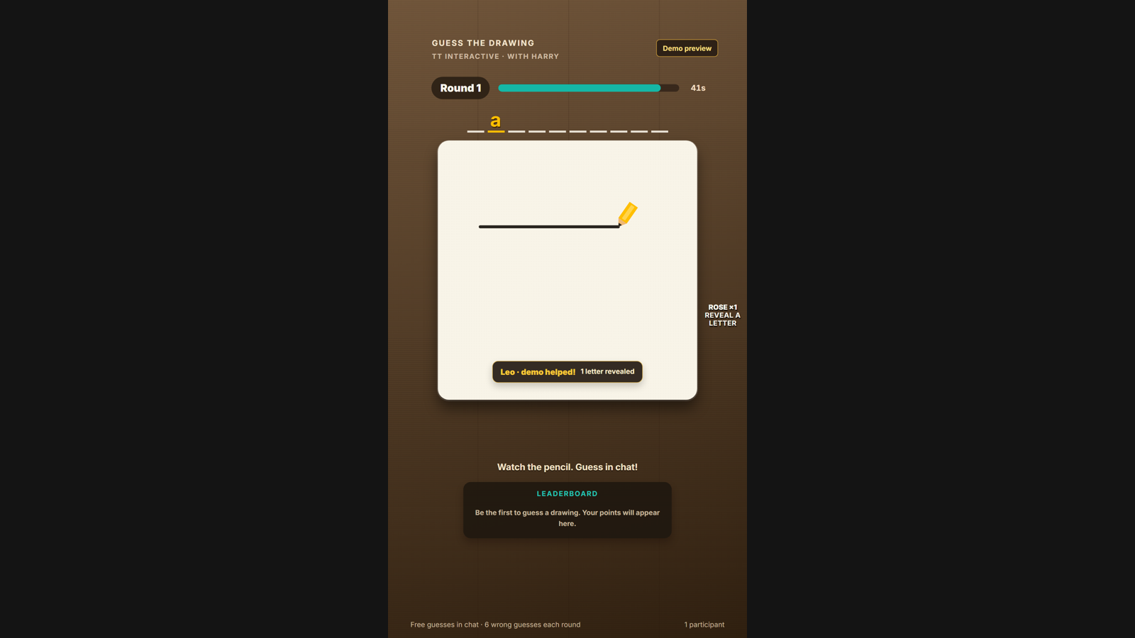 Guess the Drawing hero screenshot showing active play