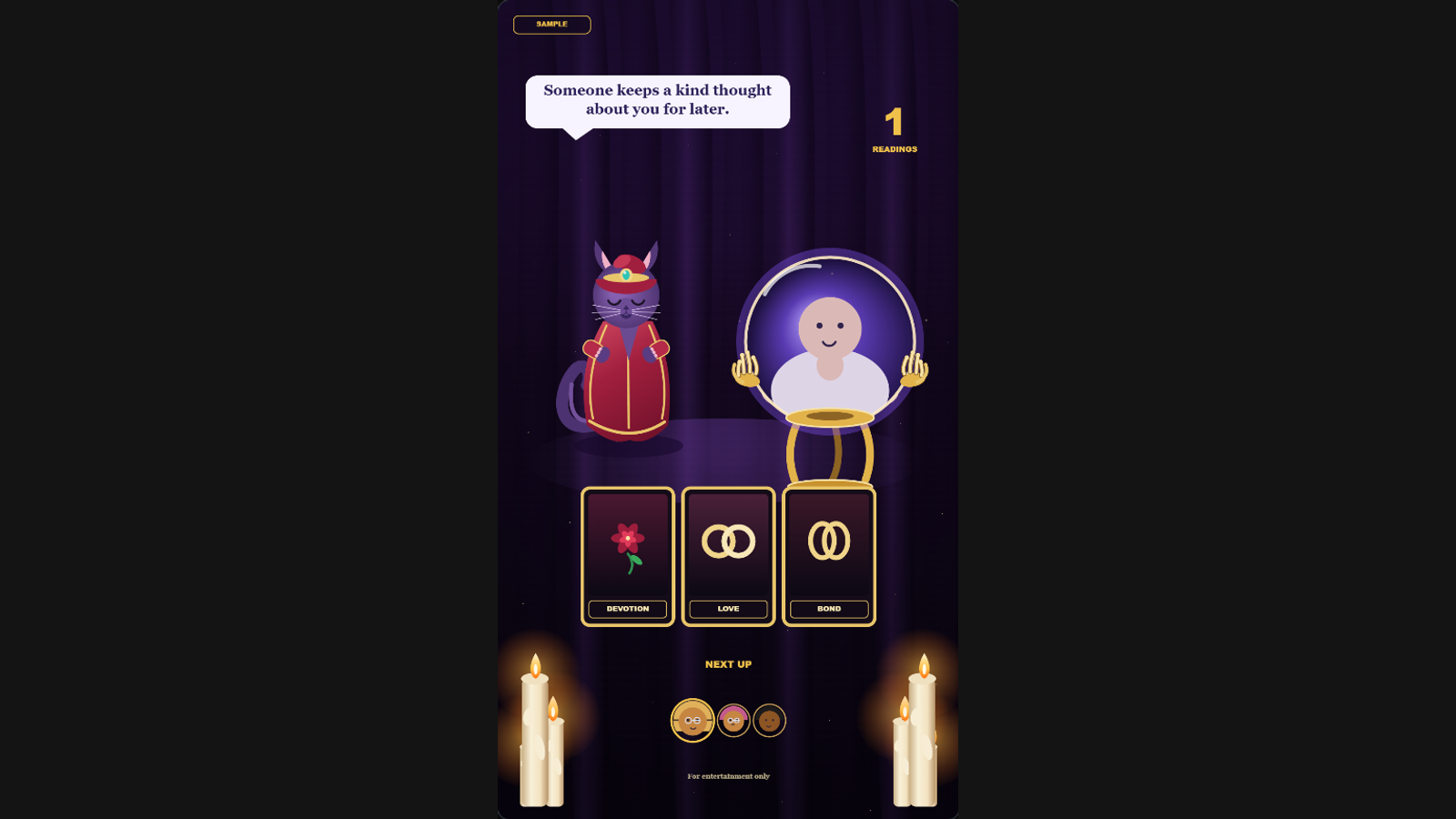 Guess Your Future hero screenshot showing active play
