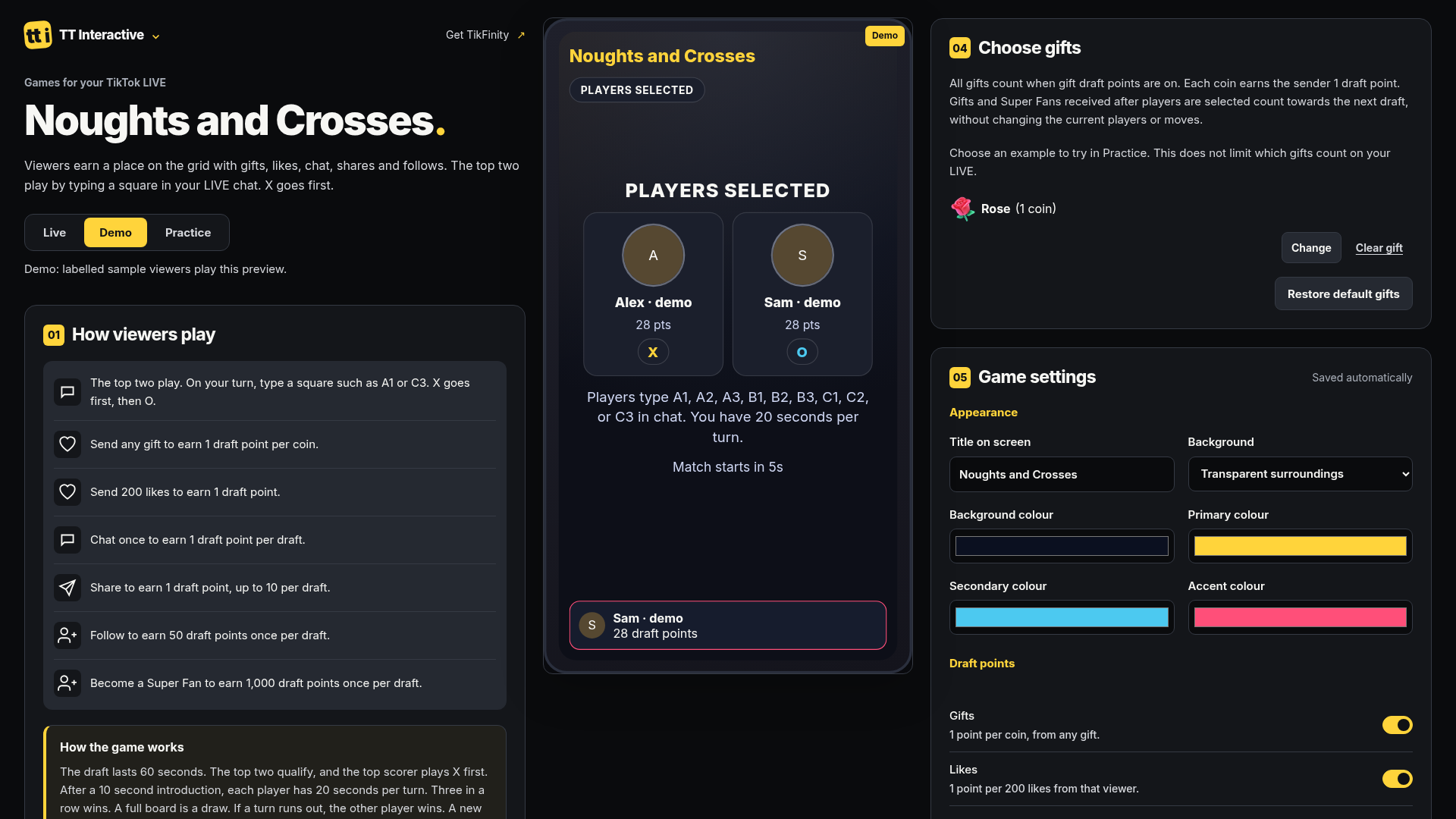 Noughts and Crosses hero screenshot showing decider