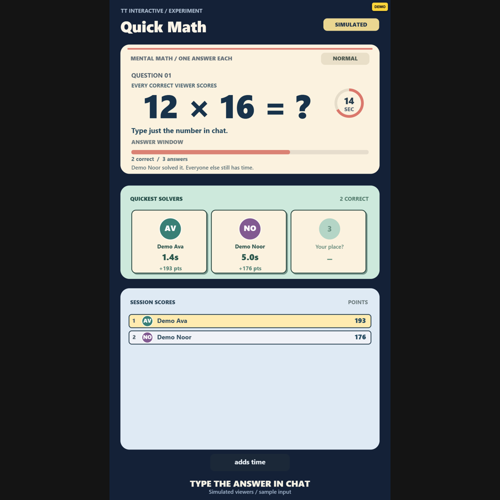 Quick Math screenshot showing active play