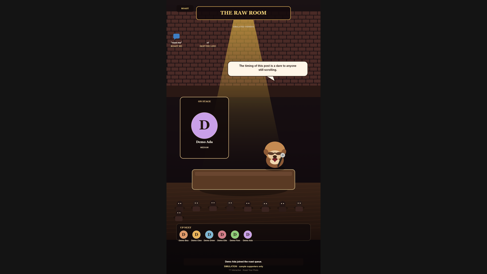 Roast Your Photo hero screenshot showing active play