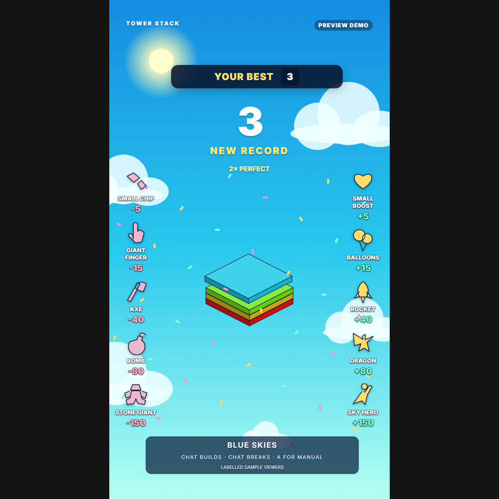 Sky Stack screenshot showing active battle