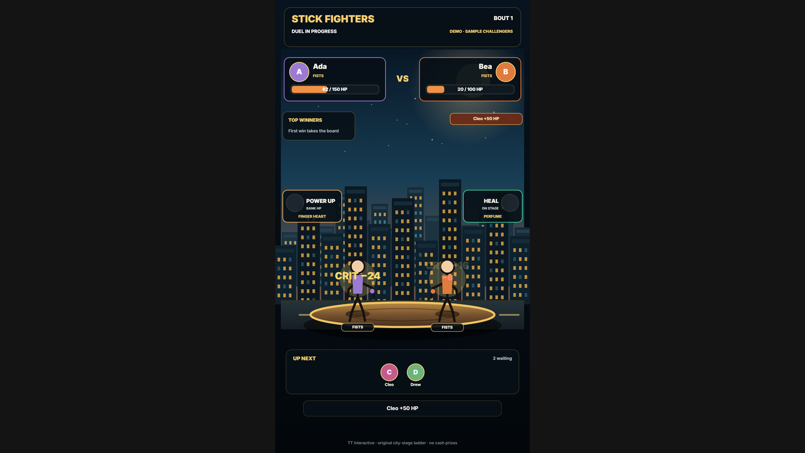 Stick Fighters hero screenshot showing active play