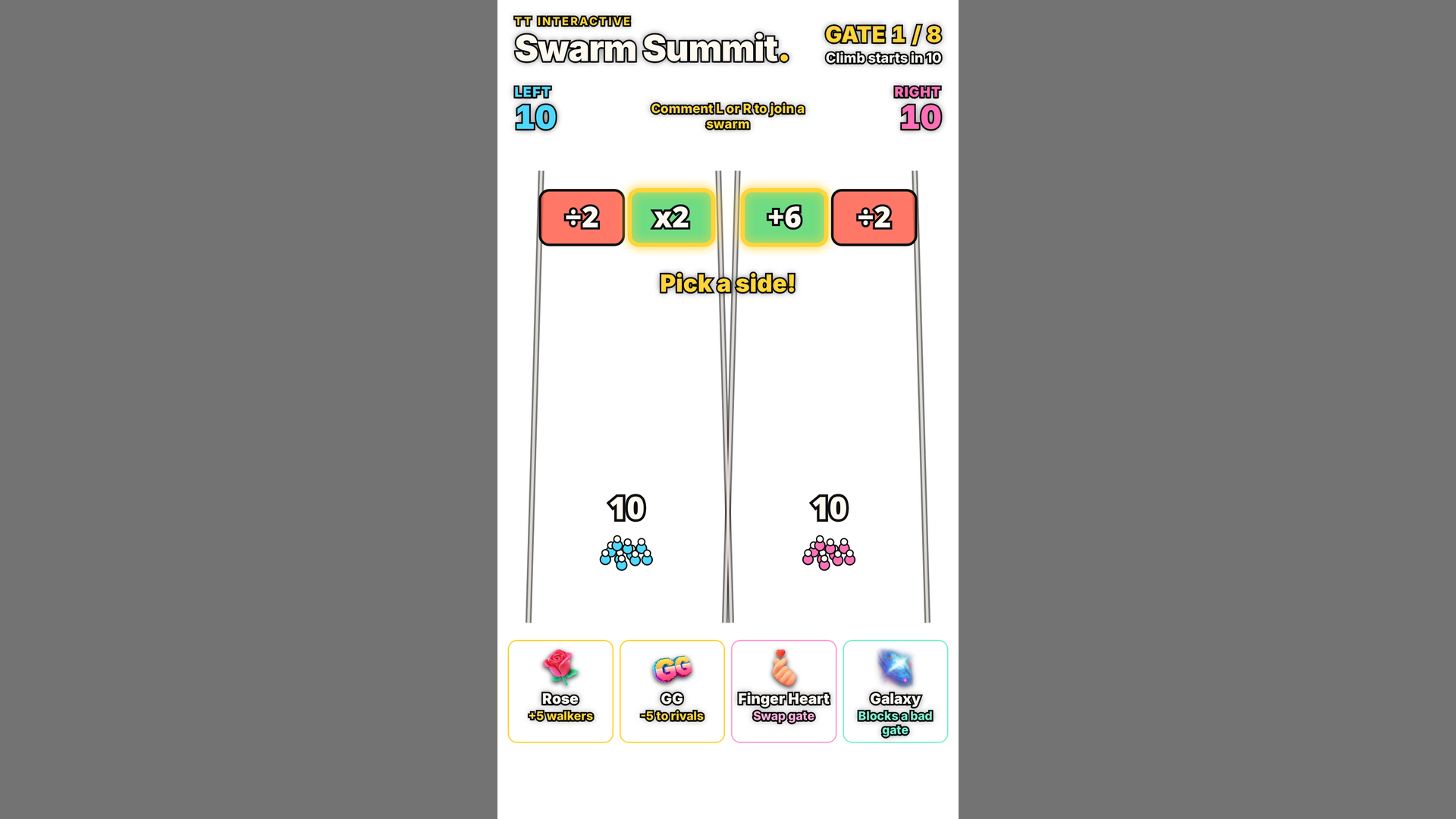 Swarm Summit hero screenshot showing swarm summit gifts
