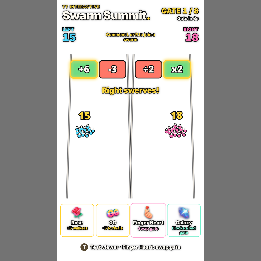 Swarm Summit screenshot showing swarm summit play