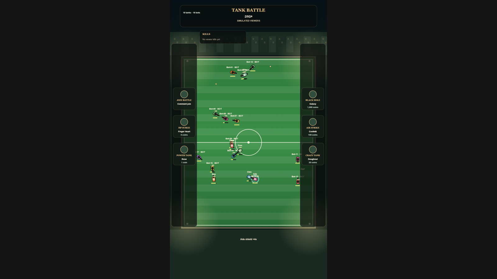 Tank Battle hero screenshot showing active battle