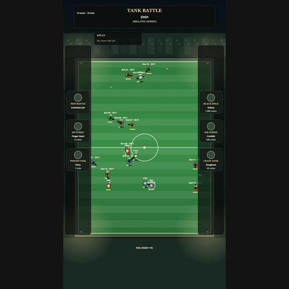 Tank Battle screenshot showing active battle
