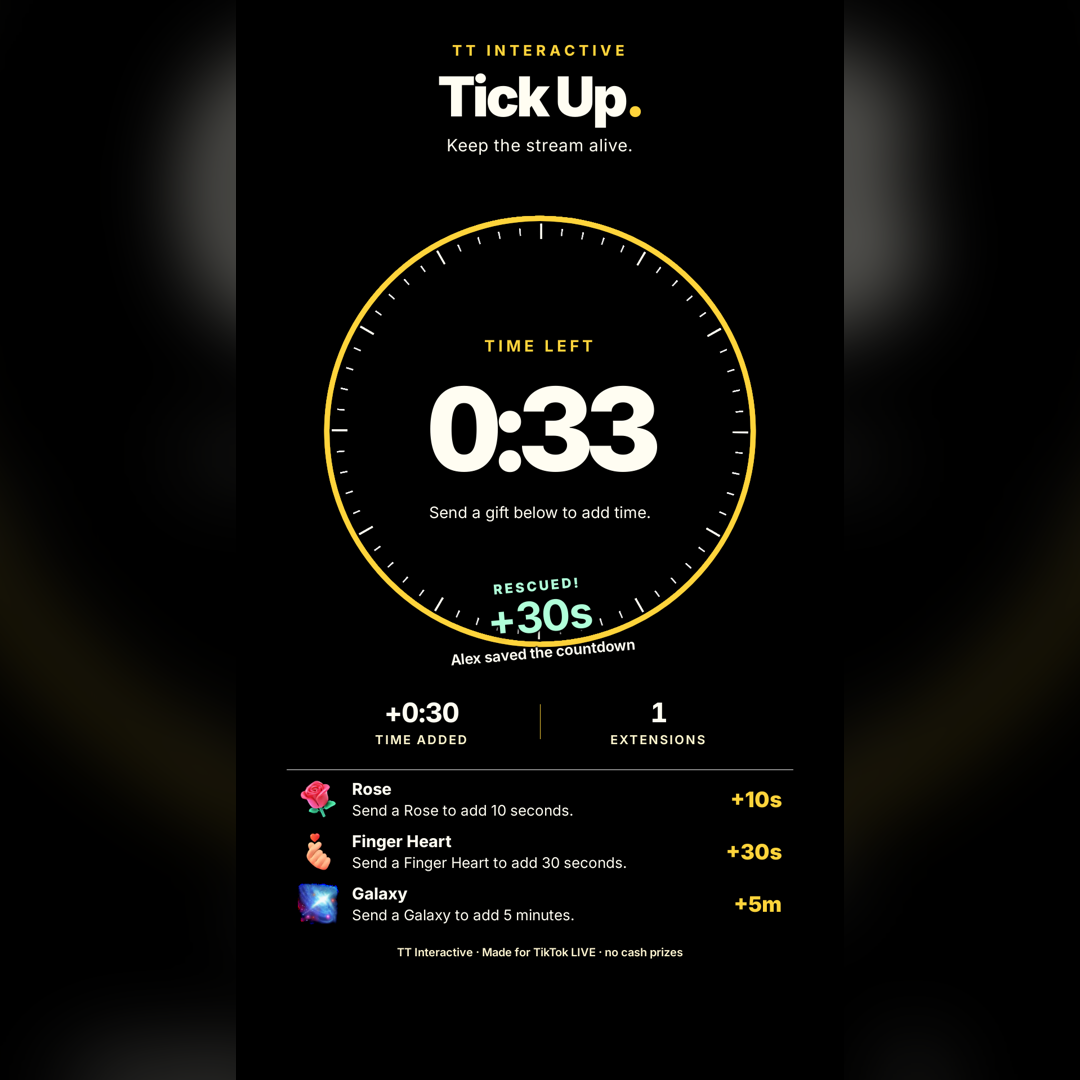 Tick Up screenshot showing tick up gifts