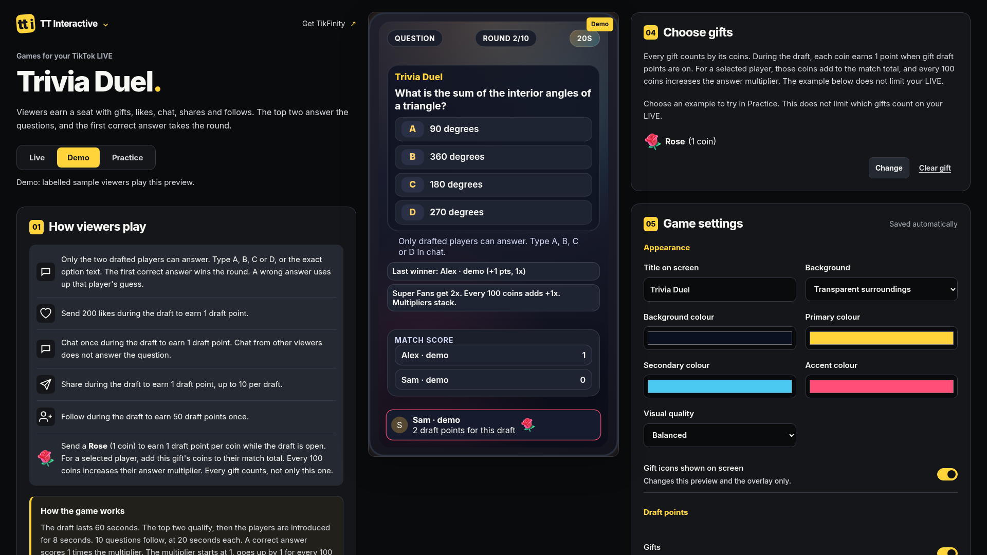 Trivia Duel screenshot showing question live