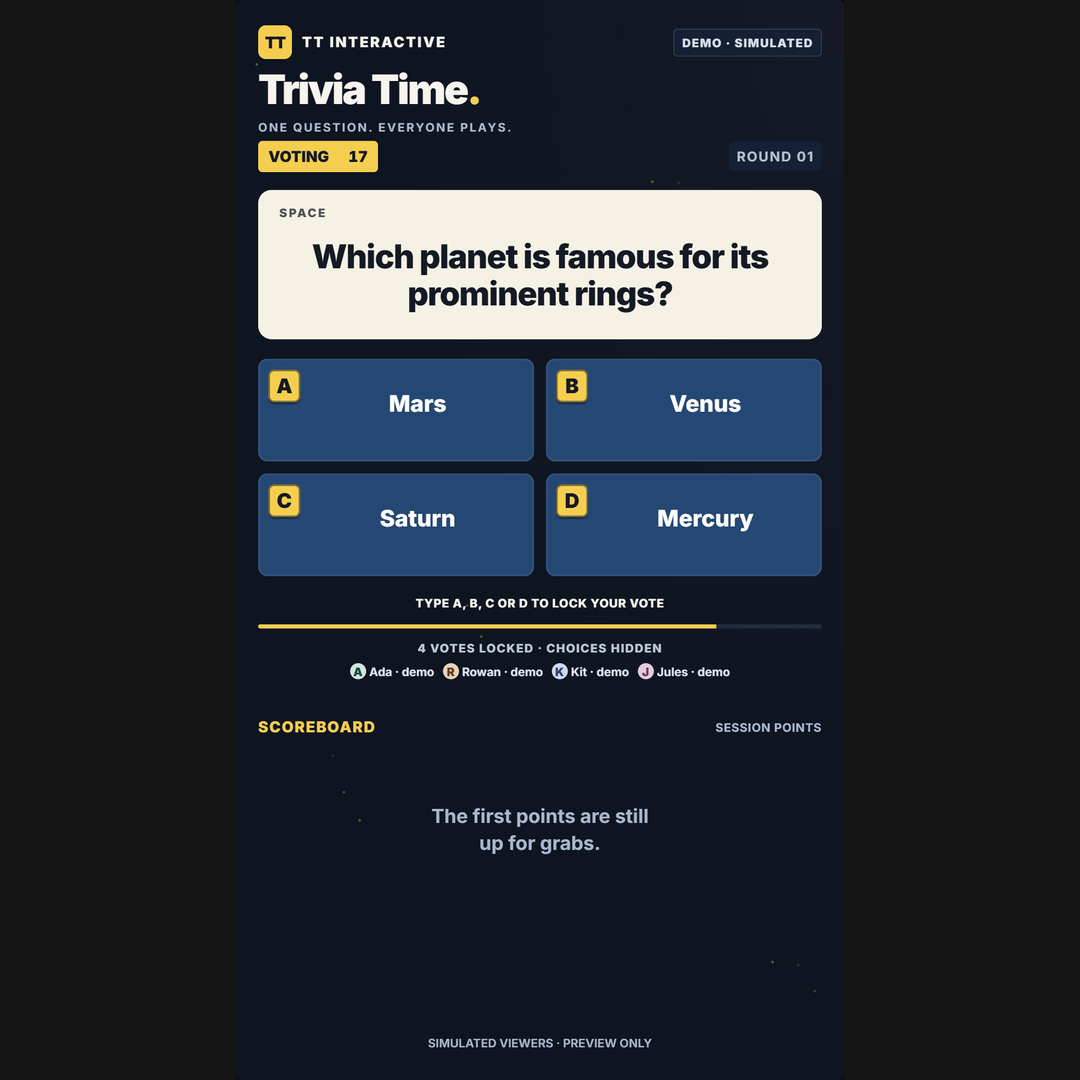 Trivia Time screenshot showing active play