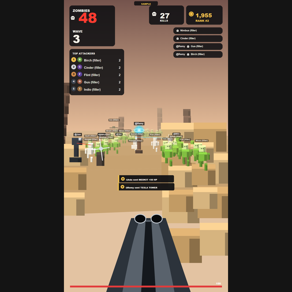 Zombie Hill screenshot showing active play