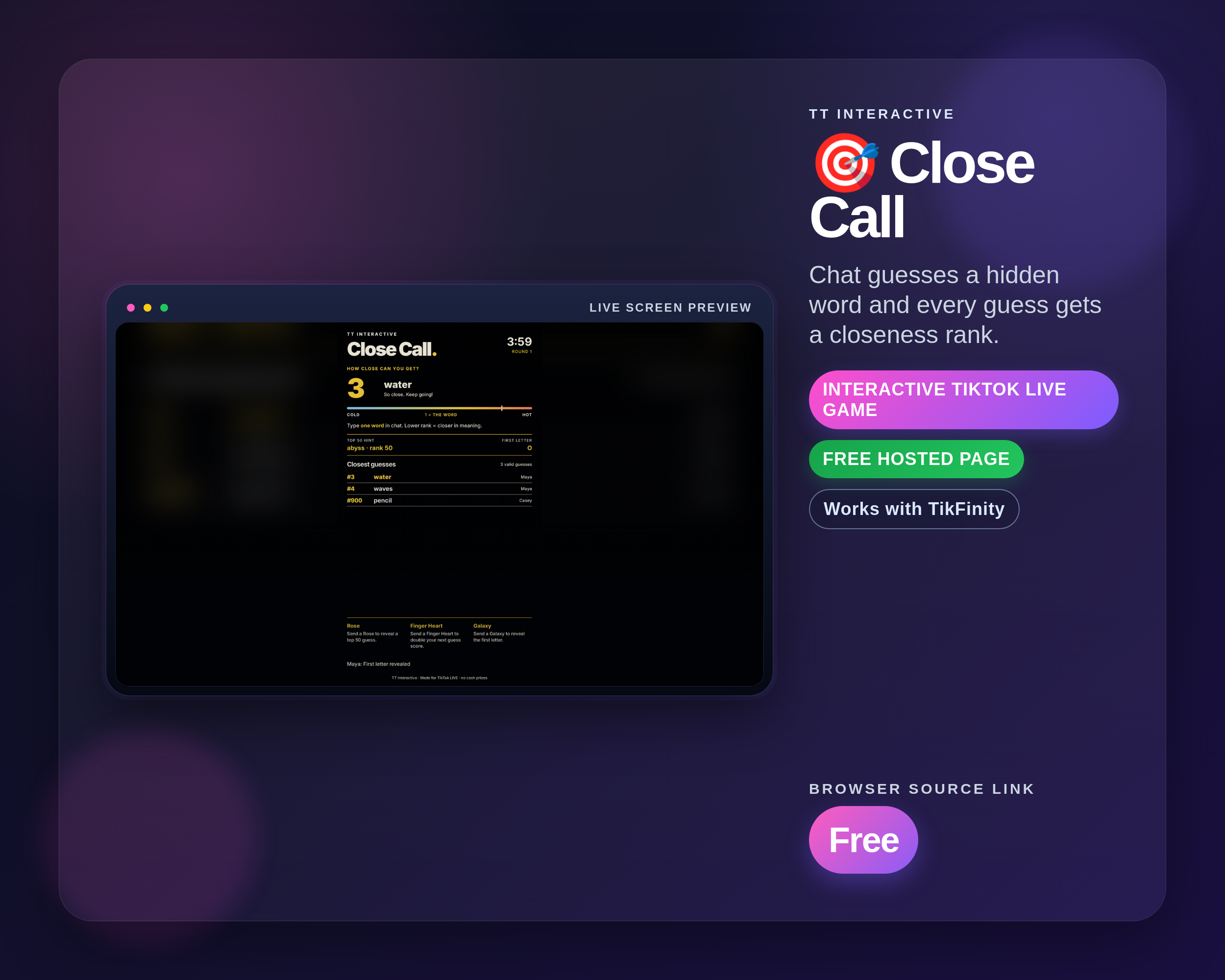 Close Call widget thumbnail